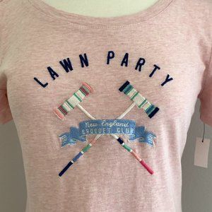 TALBOTS  EMBROIDERED Lawn Party Tee, Pink Heather, Small (S)